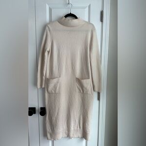 COS Women’s Sweater Dress Pockets Wool Cream Size L